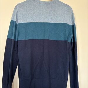GAP Men's Colorblock Crewneck Sweater in Light Blue, Teal & Navy